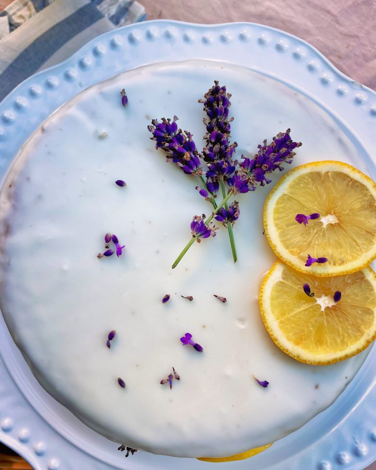 Elegant dessert with edible flowers