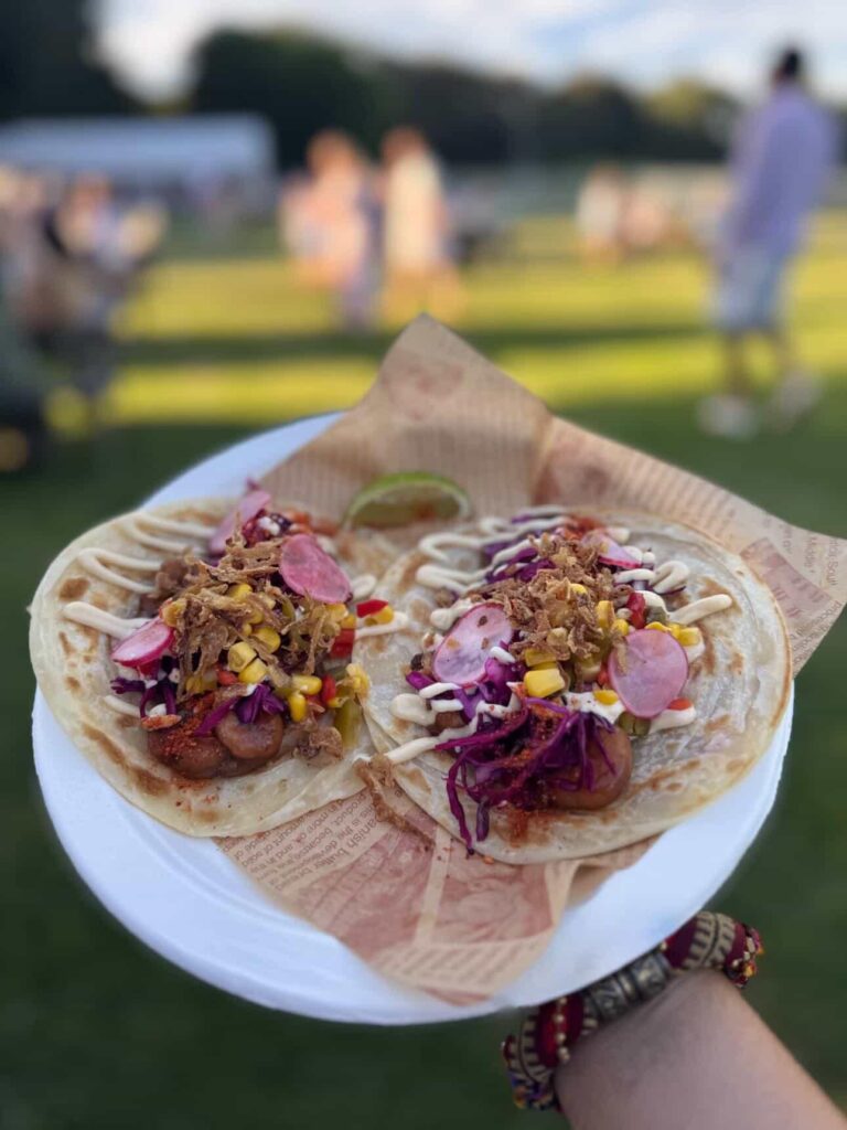 Gourmet plated dish with fresh edible flowers