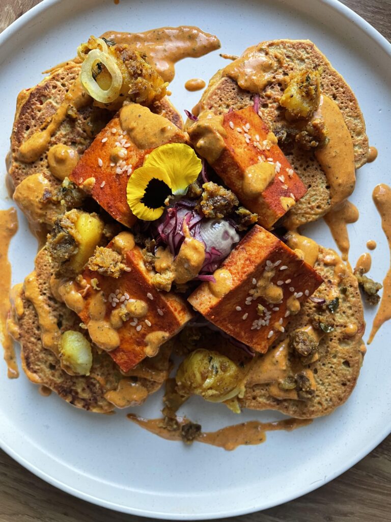 Gourmet roasted vegetables with herbs and toppings
