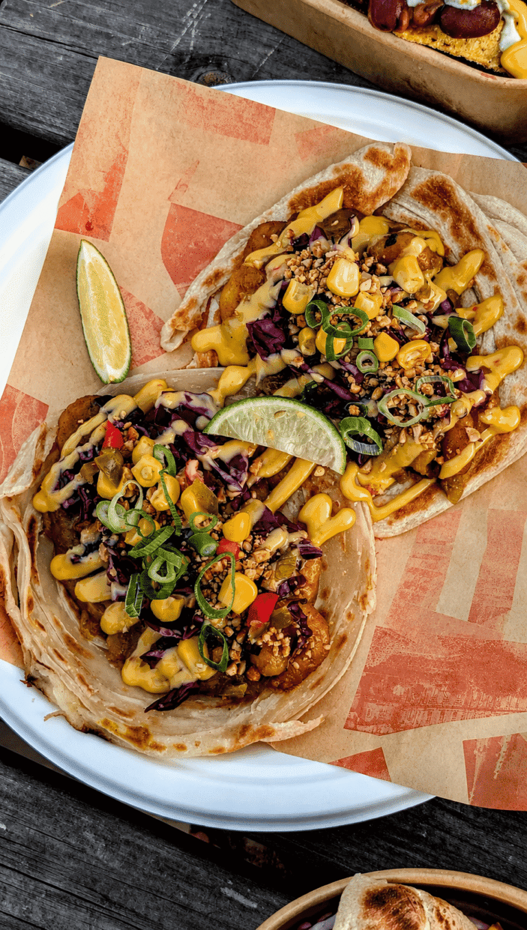 Loaded vegetable tacos with fresh toppings